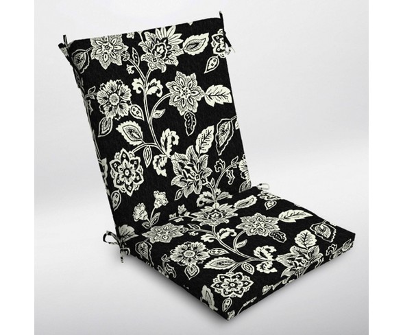 Ashland Jacobean Clean Finish Outdoor Chair Cushion Black/White - Arden Selections