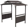 Outsunny 8'x5' BBQ Grill Gazebo with 2 Side Shelves, Outdoor Double Tiered Interlaced Polycarbonate Roof with Steel Frame, Brown - 4 of 4