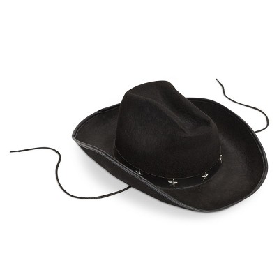 Zodaca Black Cowboy Hat for Men with Silver Star Studs, Western Costume Head Accessories