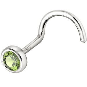 Jewelry Avalanche 22G 14K Gold Bezel-set Peridot Nose Screw Nose Stud - 1 of 3