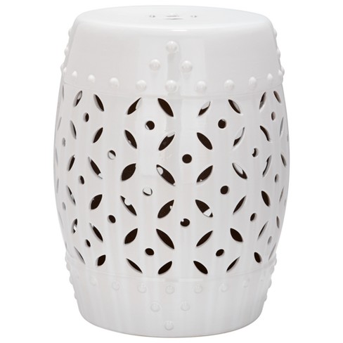 White Lattice Coin Garden Stool White Safavieh Target