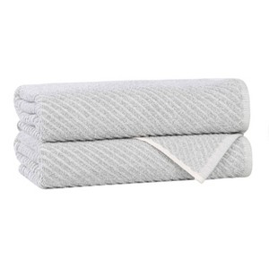 Viscose Cotton Blend Medium Weight Soft Textured Diagonal Ribbed Towel Set by Blue Nile Mills - 1 of 4