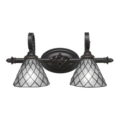 Toltec Lighting Elegante 2 - Light Vanity in  Dark Granite with 7" Diamond Ice Art Glass Shade