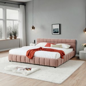 TIRAMISUBEST California King Upholstered Bed Frame Chenille Headboard Solid Base Storage Drawer No Box Spring Bedroom - 1 of 4