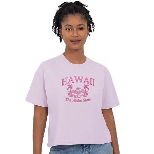 Simply Sage Market Women's Embroidered Hawaii The Aloha State Short Sleeve Relaxed Fit Cropped Tee - 1 of 3