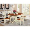 HomeStock 5-Piece Oval Buttermilk & Cherry Finish Solid Wood Top Dining table with 4 Chairs with Cross Back - 2 of 4