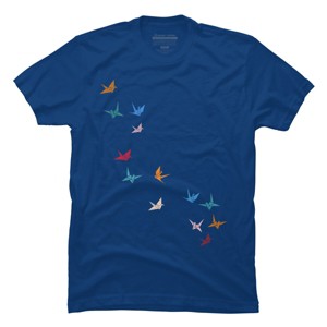 Men's Design By Humans Flying Paper Cranes Birds By Magnussons T-Shirt - 1 of 3