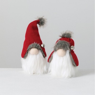Sullivans Set of 2 Sitting Gnome Decorative Figurines 10.5"H & 8"H Red