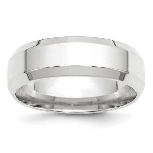 Black Bow Jewelry 7mm 14K White or Yellow Gold Beveled Edge Comfort Fit Band - 1 of 4