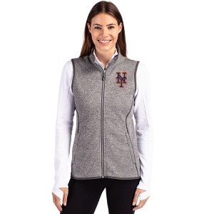 New York Mets Cutter & Buck Mainsail Sweater Knit Womens Full Zip Vest - 1 of 1