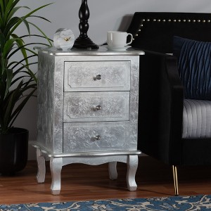 Baxton Studio Newton Classic and Traditional Silver Finished Wood 3-Drawer End Table - 1 of 4