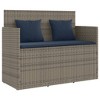 vidaXL Patio Bench with Cushions Gray Poly Rattan - 2 of 4