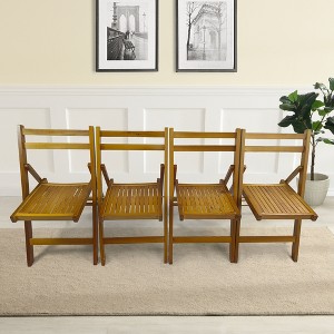VYNXARIA Furniture Slatted Wood Folding Special Event Chair£¬Honey color, Set of 4 - 1 of 4