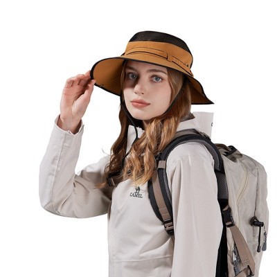 Anna-Kaci Wide Brim Outdoor Hat with Mesh Ventilation Snap-Up Sides and Chin Strap for Hiking, Beach, Travel, and Sun Protection
