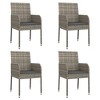 vidaXL Patio Dining Set Outdoor Conversation Set with Cushions Poly Rattan - Gray 59.1" Table Length 4 Piece - 4 of 4