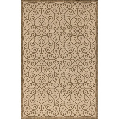 Madrid Vintage Filigree Beige/Brown 3' x 5' Synthetic Indoor/Outdoor Rug