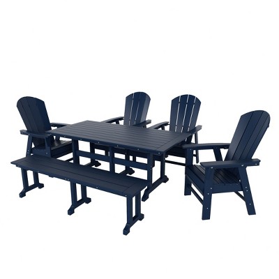 WestinTrends 6 Piece Outdoor Patio Dining Table and Armchair Dining Bench Set