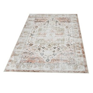 COZONY Vintage Washable Accent Rug, Non-Slip Distressed Medallion Carpet for Indoor Living Spaces - 1 of 4