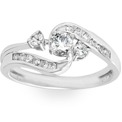 Pompeii3 1/2ct Twist Diamond Engagement Wedding Ring Set 14K White Gold