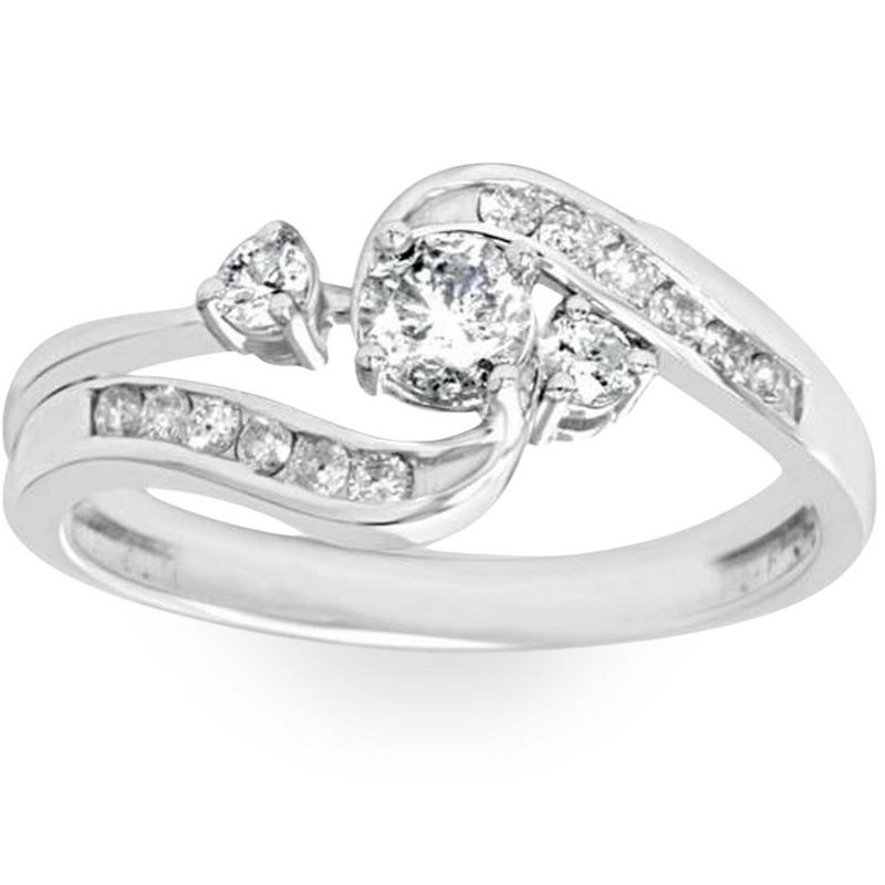 Pompeii3 1/2ct Twist Diamond Engagement Wedding Ring Set 14K White Gold, 1 of 6