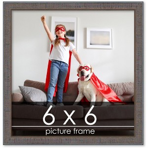PosterPalooza | Square Textured Grey Picture Frame - UV Acrylic, Foam Board Backing, Hanging Hardware - 1 of 4