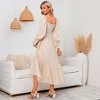 Women's Square Neck Smocked Floral Sundress Ruffled Hem Summer Dress Casual Mini Dress with Puff Sleeves - 4 of 4