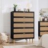 Whizmax Rattan 5-Drawer Dresser, Tall Chest with Deep Drawers & Wide Top, Large Wooden Storage for Bedroom/Living Room/Hallway/Kids Room - 3 of 4