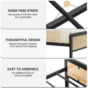 Full/Queen Size Metal Bed Frame with Rattan Headboard and Footboard - 1 of 4