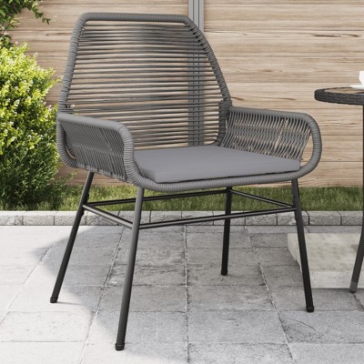 vidaXL Garden Chair Black PE rattan Medium UV-resistant materials