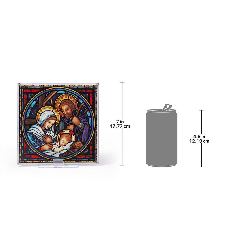 Design Toscano The Holy Family Nativity Religious Art Glass Panel, 4 of 5
