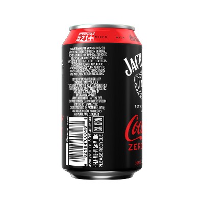Jack Daniel's Whiskey & Coca-Cola Zero Cocktail - 4pk/12 fl oz Cans