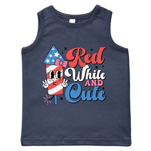 The Juniper Shop Red White and Cute Firework  Toddler Tank - 1 of 4