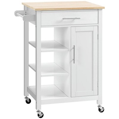 Resenkos Kitchen Cart, Kitchen Island Cart,Kitchen Island Cart, Rolling Kitchen Island with Storage Shelf, Drawer, White
