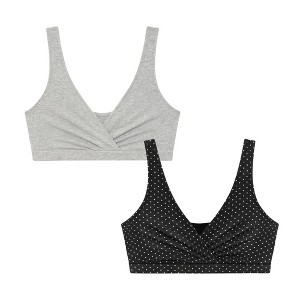 Motherhood Maternity Women's Maternity Cotton Wrap Front Nursing Sleep Bralette, 2-Pack - 1 of 2