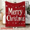Lomsoe Red Christmas Throw Blanket with White Merry Christmas Lettering & Golden Stars - Soft Flannel Bedspread for Couch, Bed, Sofa. - 2 of 4