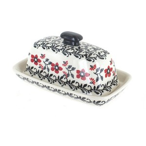 Blue Rose Polish Pottery M074 Manufaktura Butter DIsh - 1 of 2