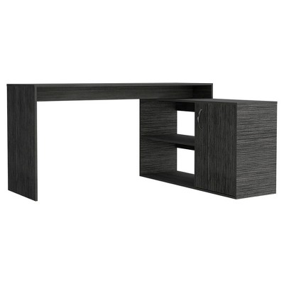 NicBex L-Shaped Home Office Desk with 2 Open Shelves & Single Door Cabinet Corner Space-Saving Desk for Work/Study