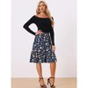 INSPIRE CHIC Women's Ruffle Hem Elastic Waist Flowy A-Line Swing Floral Midi Skirt - 2 of 4