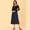 Allegra K Women's Vintage High Elastic Waist Velvet Pleated Flowy Swing Midi Skirt - 3 of 4