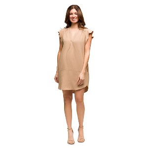 Maternity V-Neck Cap Sleeve Knee Length Pocket Dress - 24seven Comfort Apparel™ - 1 of 4