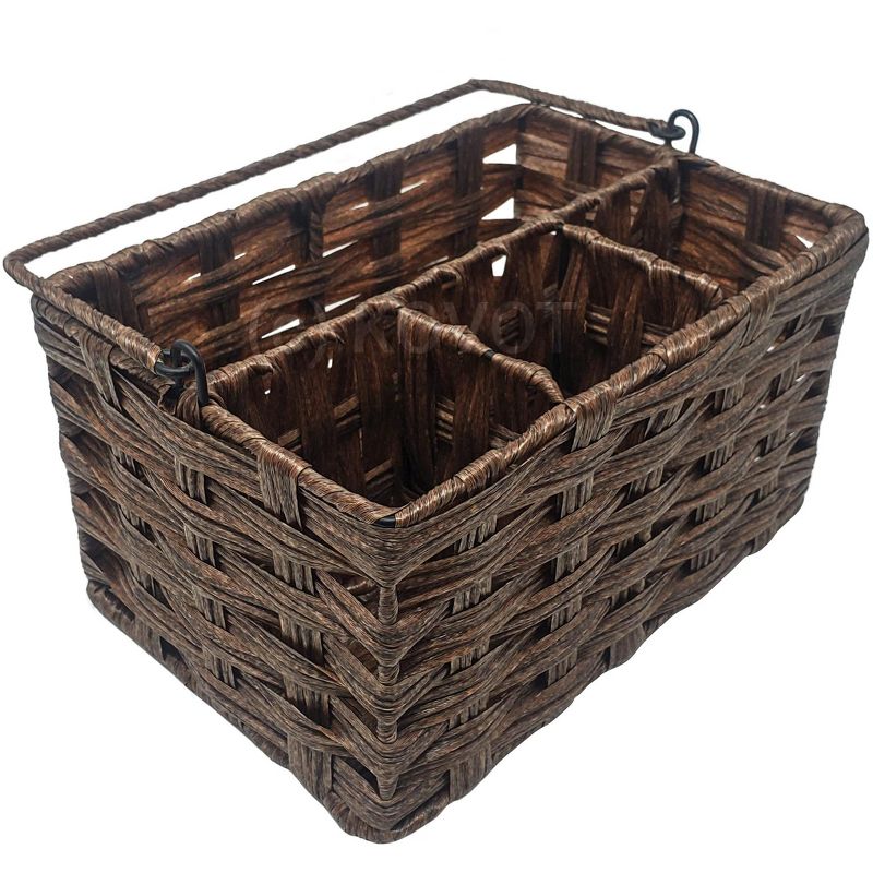 KOVOT Poly-Wicker Woven Cutlery Storage Organizer Caddy Tote Bin Basket for Kitchen Table, Measures 9.5" x 6.5" x 5", 5 of 6