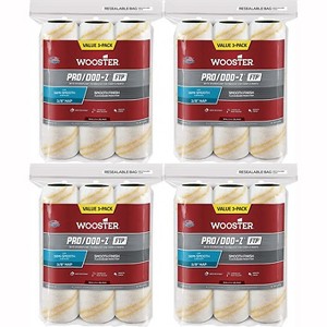 Wooster Genuine 9" Pro/Doo-Z FTP 3/8" Nap 4 Sets Of 3-Pack Roller Cover # RR663-9-4PK - 1 of 3