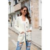 Women's Open Front Cardigan Sweater with Pockets Long Sleeve Cable Knit Button Loose Cardigan Sweater - 2 of 4