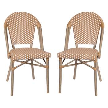 Merrick Lane Indoor/Outdoor Stacking French Bistro Chair with Aluminum Frame
