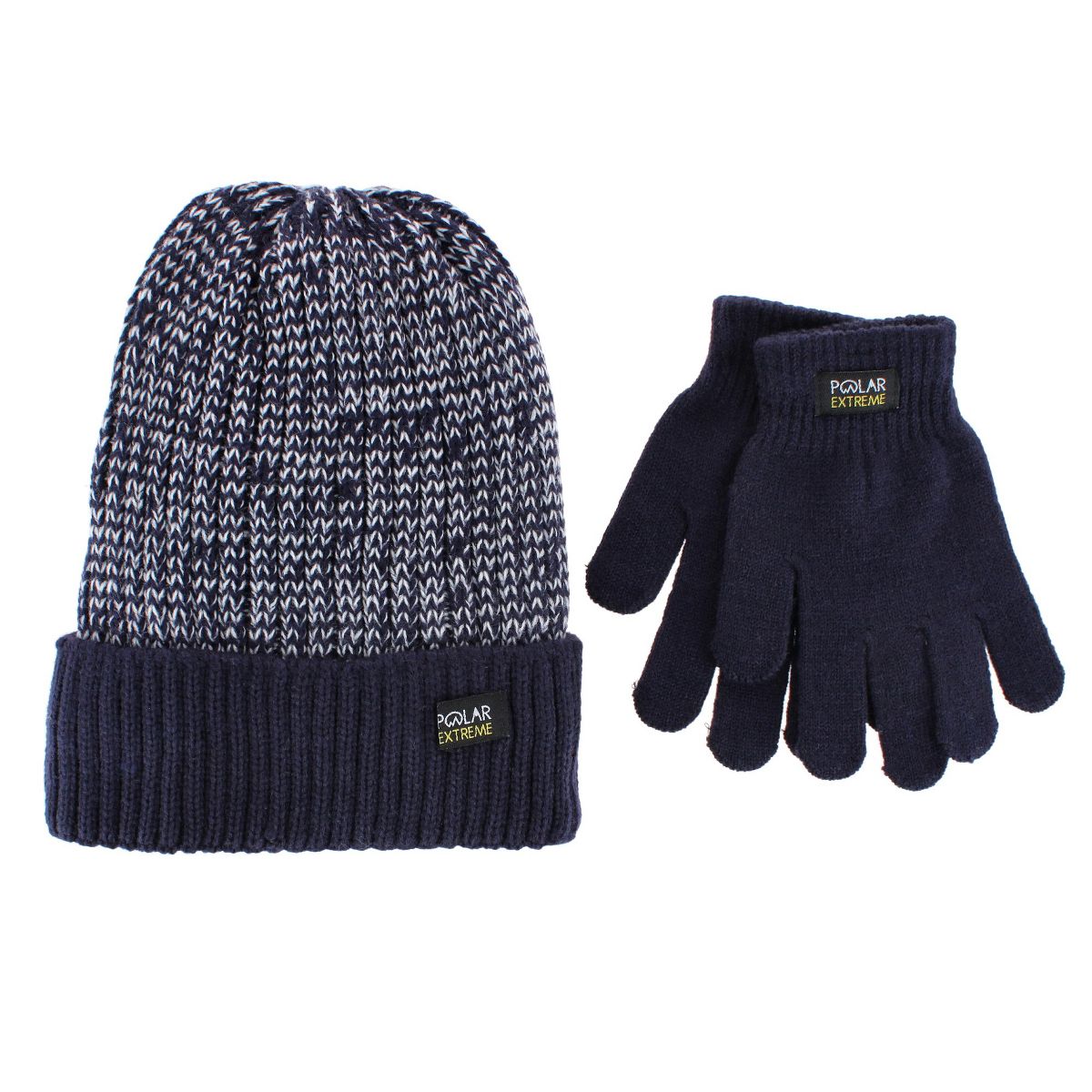 Polar Extreme Boys' Marled Ribbed Winter Beanie & Gloves Set