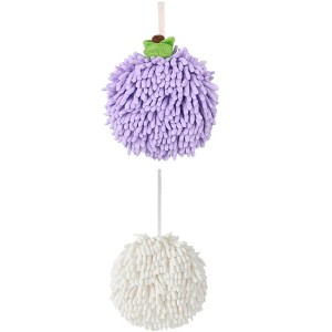 REGALWOVEN 2 Pack Soft Absorbent Chenille Fuzzy Ball Hand Towels for Bathroom Home Decor 6" x 6" - 1 of 4
