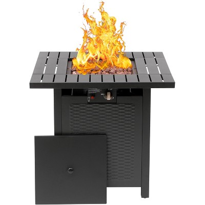 SUGIFT Gas Fire Pit Table Square with Ceramic Tabletop Outdoor