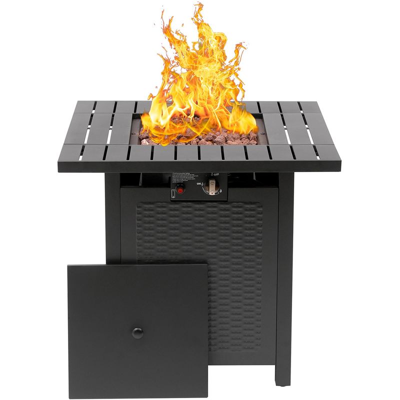 SKONYON 28" Propane Fire Pit Table Patio Square Gas Fireplace 50,000 BTU with Cover for Outdoor Use, 1 of 9
