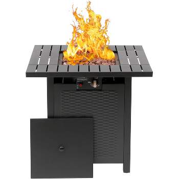SKONYON 28" Propane Fire Pit Table Patio Square Gas Fireplace 50,000 BTU with Cover for Outdoor Use