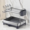 Dish Drying Rack - 2 Tier Dish Rack for Kitchen Counter with Rotatable and Extendable Drain Spout, Silver and Gray - 3 of 3